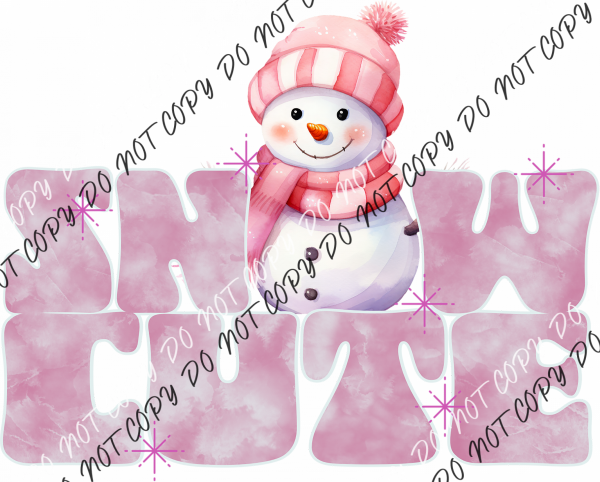 Snow Cute Snowman Pink Dtf Transfer Transfers