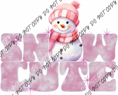 Snow Cute Snowman Pink Dtf Transfer Transfers