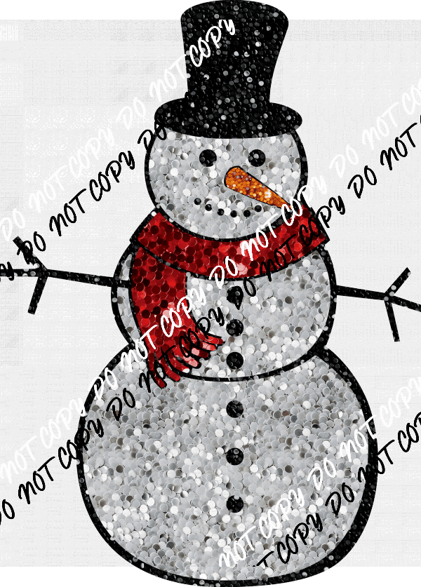 Snowman faux sequin DTF Transfer - We Print U Press DTF Transfers