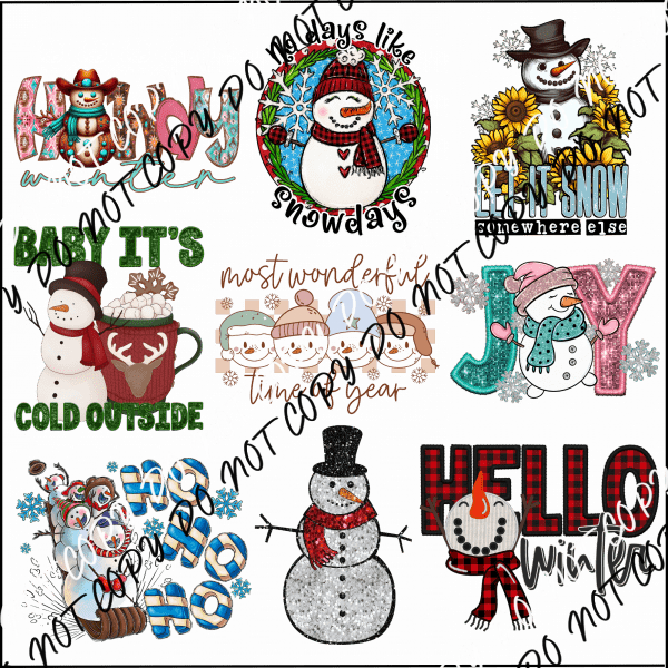 SNOWMAN MINI UV TRANSFER BUNDLE - We Print U Press DTF Transfers