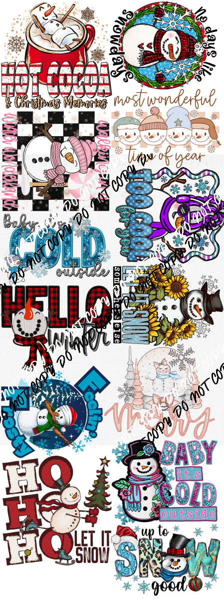 Snowman Premade Bundle Gang Sheet - We Print U Press DTF Transfers