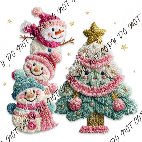 Snowman Stack and Christmas Faux Yarn Tree DTF Transfer RTP DTF Transfers