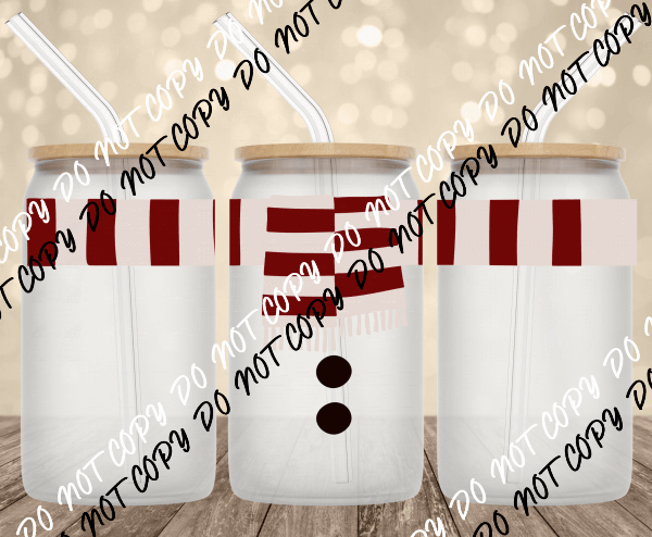 Snowman UV Transfer for 16 oz Glass Can - We Print U Press DTF Transfers