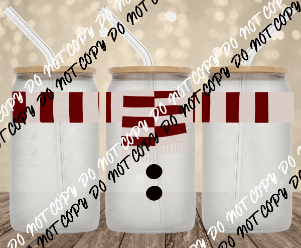 Snowman UV Transfer for 16 oz Glass Can - We Print U Press DTF Transfers