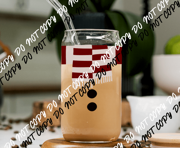 Snowman UV Transfer for 16 oz Glass Can - We Print U Press DTF Transfers