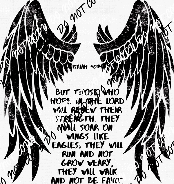 Soar on Wings Like Eagles Set black print - Pocket and Back DTF Transfer - We Print U Press DTF Transfers