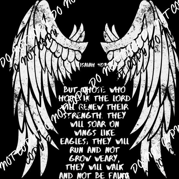 Soar on Wings Like Eagles Set white print - Pocket and Back DTF Transfer - We Print U Press DTF Transfers