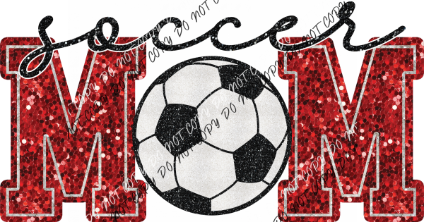 Soccer Mom Faux Sequin Dtf Transfer (See Color Options) Pocket Size 3 / Red Transfers