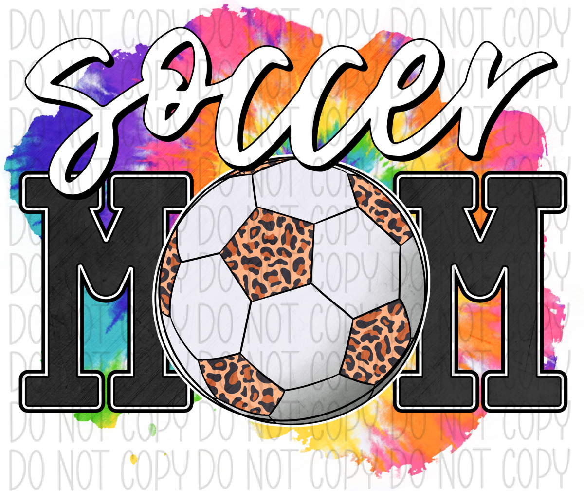 Soccer Mom Tie Dye Leopard Dtf Transfer