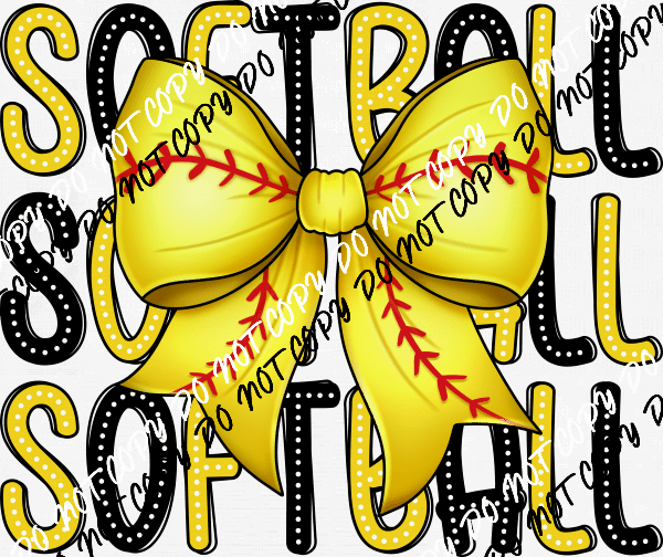 Softball Bow DTF Transfer - We Print U Press DTF Transfers