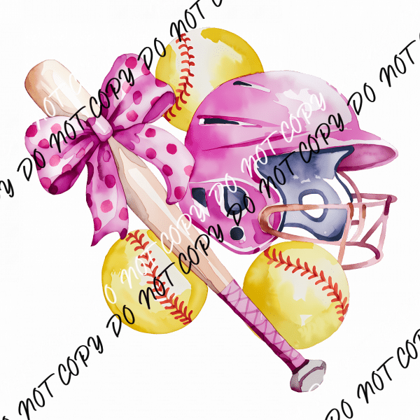 Softball Coquette Bow DTF Transfer - We Print U Press DTF Transfers