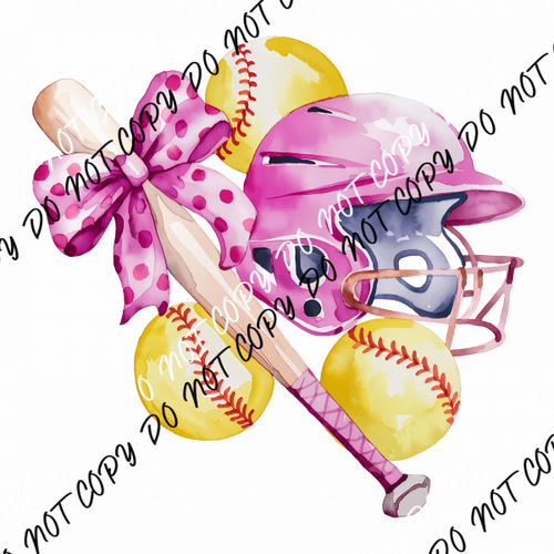 Softball Coquette Bow DTF Transfer - We Print U Press DTF Transfers