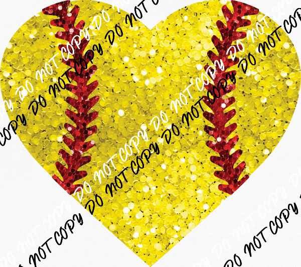 Softball Heart no word Faux Sequin DTF Transfer - We Print U Press DTF Transfers