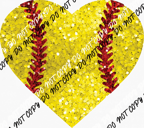 Softball Heart no word Faux Sequin DTF Transfer - We Print U Press DTF Transfers