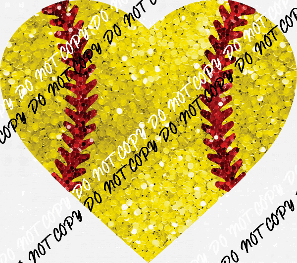 Softball Heart no word Faux Sequin DTF Transfer - We Print U Press DTF Transfers