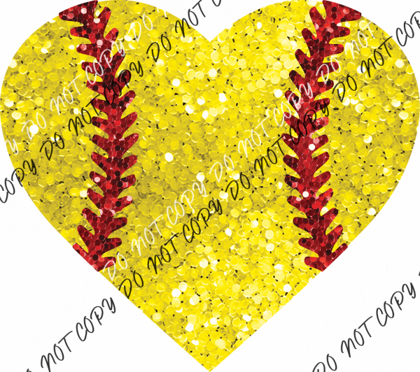 Softball Heart No Word Faux Sequin Dtf Transfer Rtp Transfers