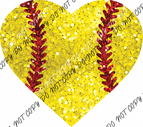 Softball Heart No Word Faux Sequin Dtf Transfer Rtp Transfers