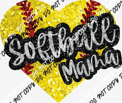 Softball Mama Heart Faux Sequin DTF Transfer - We Print U Press DTF Transfers