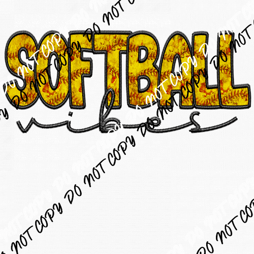 Softball or Baseball Vibes Faux Embroidery DTF Transfer (Choose Sport Option) - We Print U Press DTF Transfers