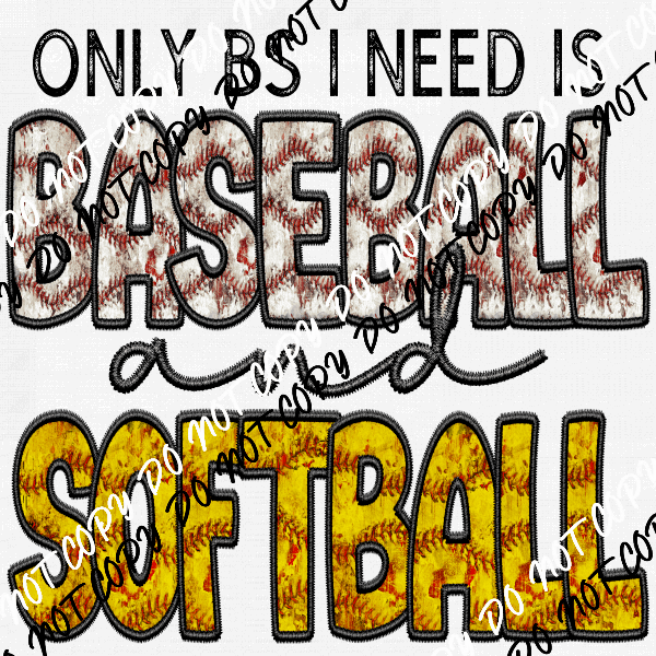 Softball or Baseball Vibes Faux Embroidery DTF Transfer (Choose Sport Option) - We Print U Press DTF Transfers