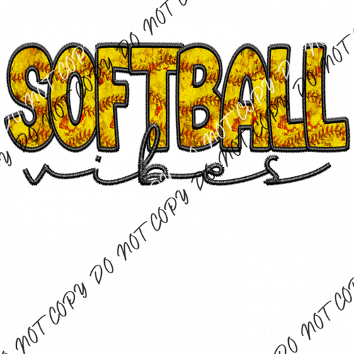 Softball Or Baseball Vibes Faux Embroidery Dtf Transfer (Choose Sport Option) Large Pocket 4’ /