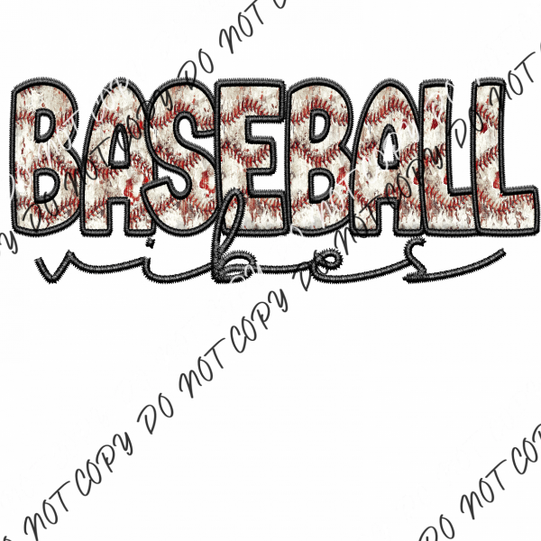 Softball Or Baseball Vibes Faux Embroidery Dtf Transfer (Choose Sport Option) Large Pocket 4’ /