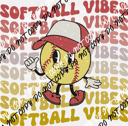 Softball Vibes Distressed DTF Transfer - We Print U Press DTF Transfers
