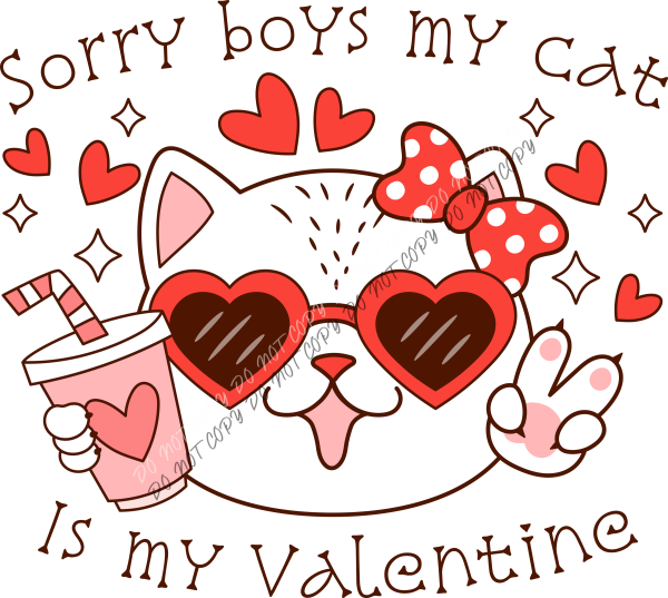 Sorry Boys My Cat Is My Valentine DTF Transfer RTP DTF Transfers