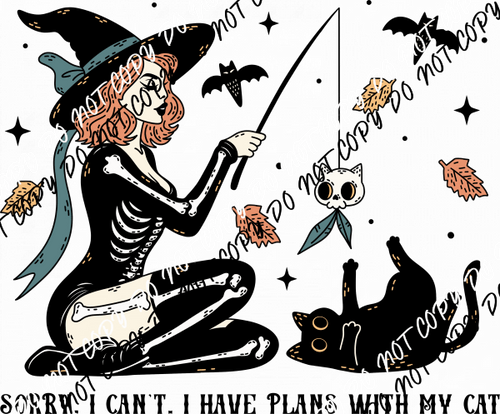 Sorry I Can’t, I Have Plans with My Cat Witch DTF Transfer - We Print U Press DTF Transfers