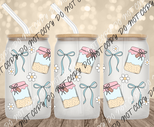 Sourdough Bows UV Transfer for 16 oz Glass Can - We Print U Press DTF Transfers