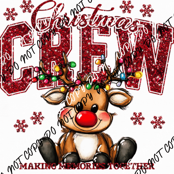 Sparkly Christmas Crew Reindeer DTF Transfer - We Print U Press DTF Transfers