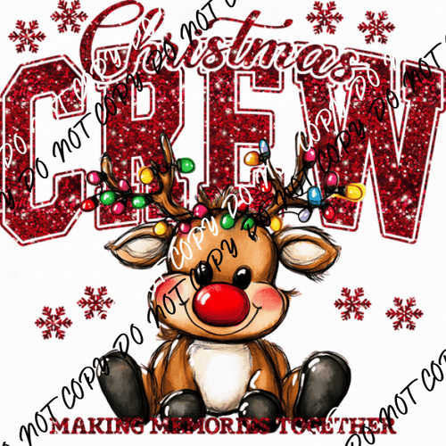 Sparkly Christmas Crew Reindeer DTF Transfer - We Print U Press DTF Transfers