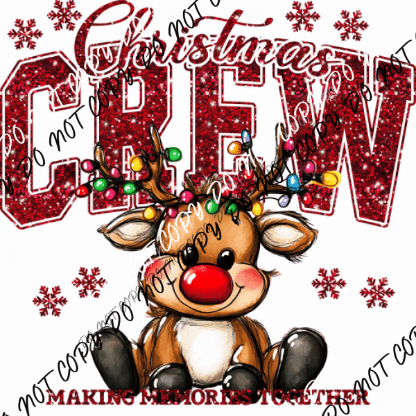 Sparkly Christmas Crew Reindeer DTF Transfer - We Print U Press DTF Transfers
