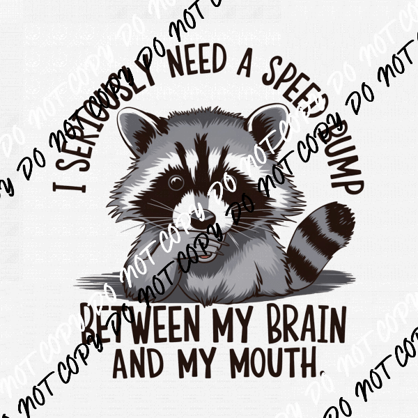 Speed Bump Raccoon DTF Transfer - We Print U Press DTF Transfers