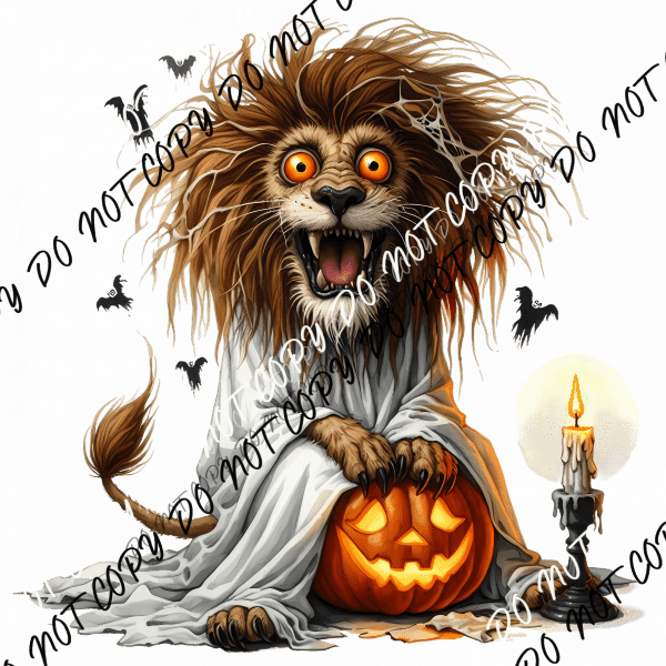 Spooked Out Lion DTF Transfer - We Print U Press DTF Transfers