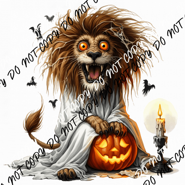 Spooked Out Lion DTF Transfer - We Print U Press DTF Transfers