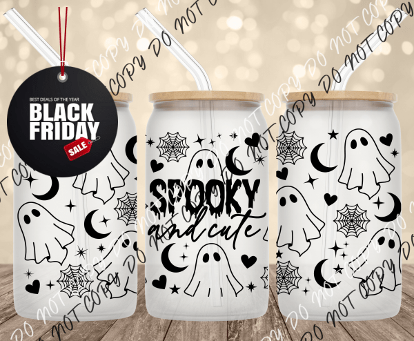 Spooky and Cute UV Transfer for 16 oz Glass Can Tumblers