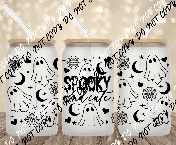 Spooky and Cute UV Transfer for 16 oz Glass Can - We Print U Press DTF Transfers