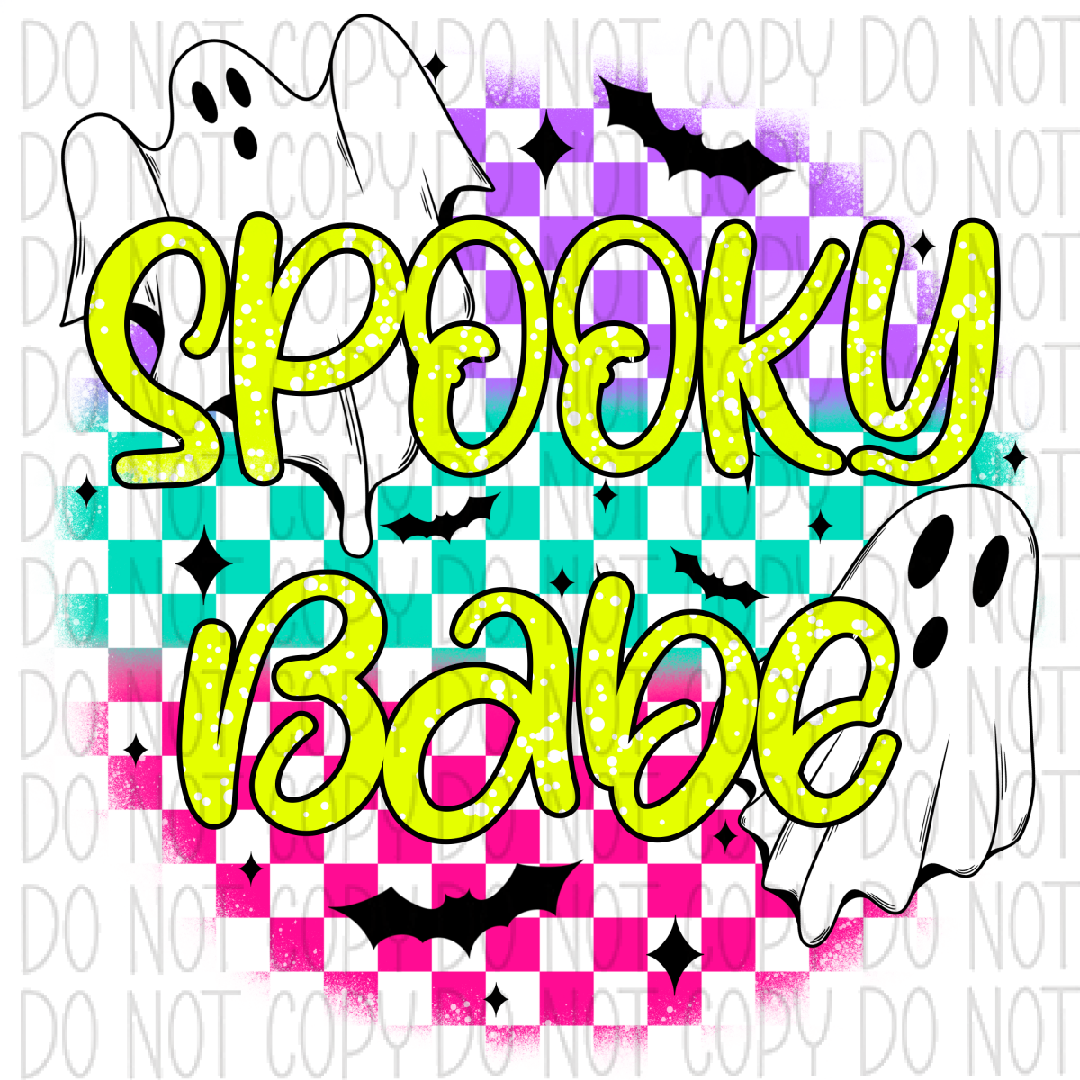 Spooky Babe Ghosts On Check Dtf Transfer