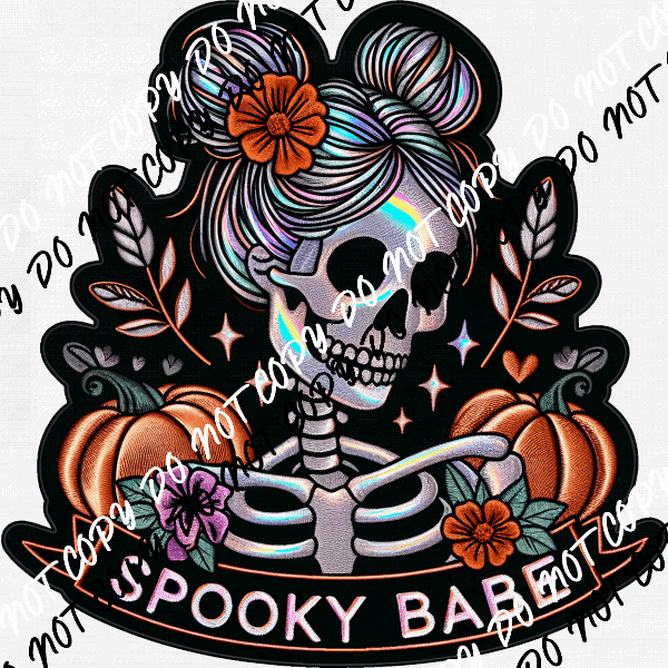 Spooky Babe Skeleton with Pumpkins DTF Transfer - We Print U Press DTF Transfers