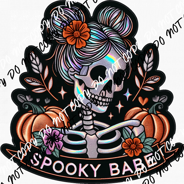 Spooky Babe Skeleton with Pumpkins DTF Transfer - We Print U Press DTF Transfers