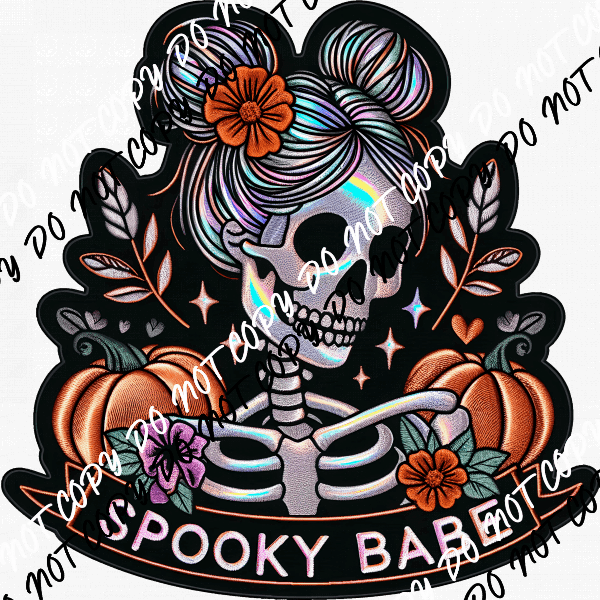 Spooky Babe Skeleton with Pumpkins DTF Transfer - We Print U Press DTF Transfers