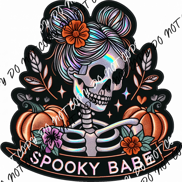 Spooky Babe Skeleton with Pumpkins DTF Transfer - We Print U Press DTF Transfers