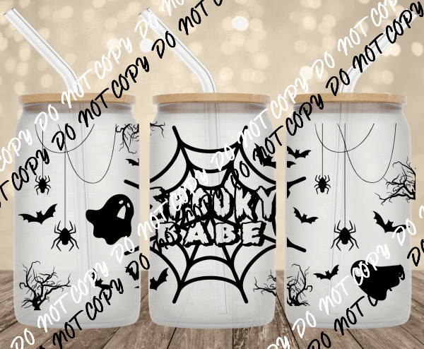 Spooky Babe UV Transfer for 16 oz Glass Can - We Print U Press DTF Transfers