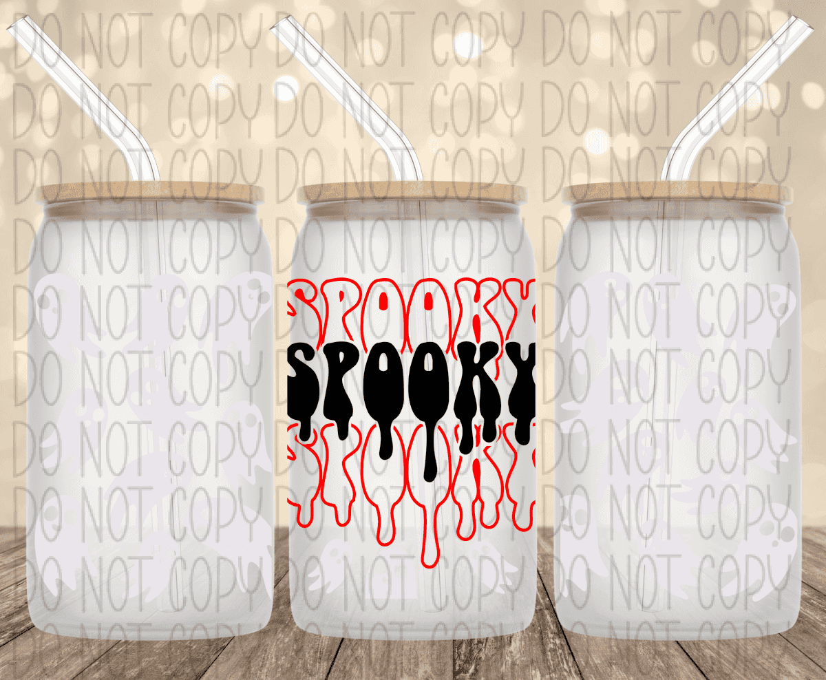 Spooky Ghosts 16 Oz Glass Can