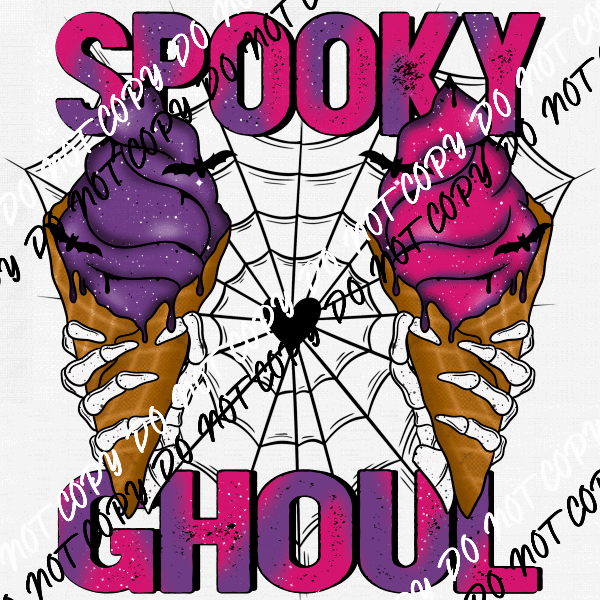 Spooky Ghoul Ice Cream Cones with Skull Fingers DTF Transfer - We Print U Press DTF Transfers