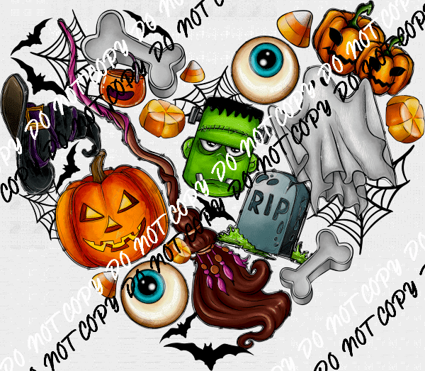 Spooky Halloween Heart DTF Transfer - We Print U Press DTF Transfers