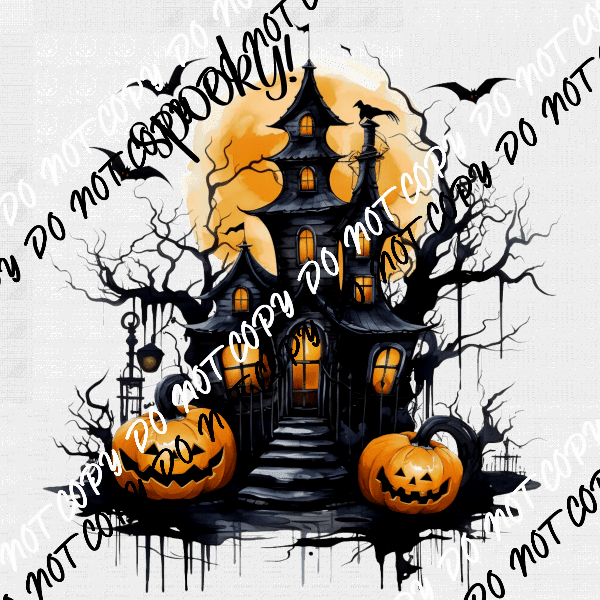Spooky! Haunted House DTF Transfer - We Print U Press DTF Transfers