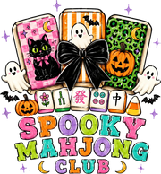 Spooky Mahjong Club Halloween Coquette Bow DTF Transfer