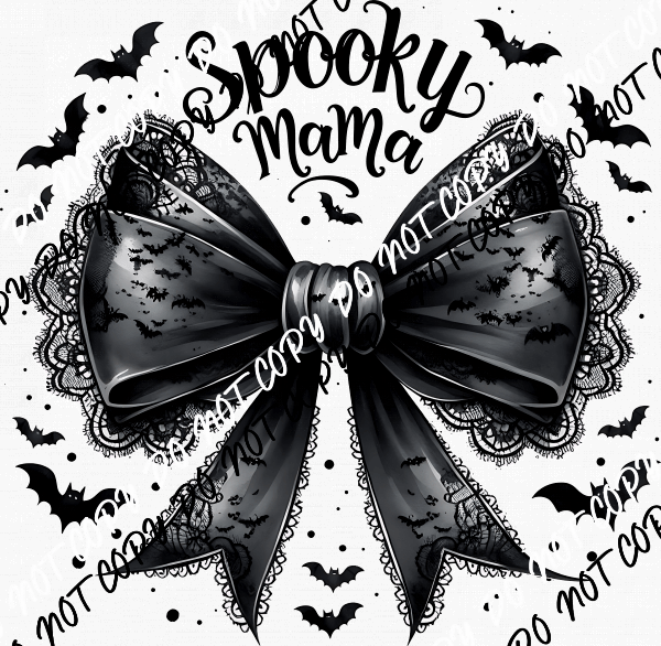 Spooky Mama Bow and Bats DTF Transfer - We Print U Press DTF Transfers